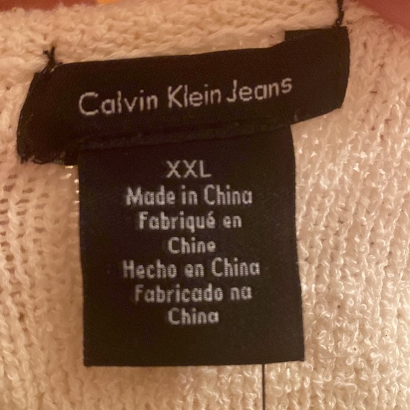 New Calvin Klein Jeans Striped Split-Back Sweater - Picture 6 of 7